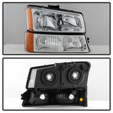 Load image into Gallery viewer, Xtune Chevy Silverado 2500HD 03-06 Crystal Headlights w/ Bumper Lights Chrome HD-JH-CSIL03-AM-C-SET
