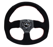 Load image into Gallery viewer, NRG Reinforced Steering Wheel (320mm Horizontal / 330mm Vertical) Suede w/Red Stitch
