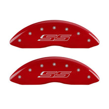 Load image into Gallery viewer, MGP 4 Caliper Covers Engraved Front &amp; Rear Gen 5/SS Red finish silver ch
