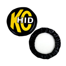 Load image into Gallery viewer, KC HiLiTES 8in. Round Soft Cover HID (Pair) - Black w/Yellow Brushed KC Logo
