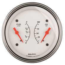 Load image into Gallery viewer, AutoMeter Gauge Dual Fuel &amp; Oilp 3-3/8in. 0 Ohm(e) to 90 Ohm(f)&amp; 100PSI Elec Arctic White
