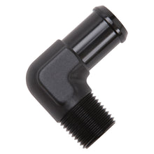 Load image into Gallery viewer, Edelbrock Hose End 90-Deg 1/2In NPT to 3/4In Barb Black Anodize
