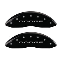 Load image into Gallery viewer, MGP Front set 2 Caliper Covers Engraved Front With out stripes/Dodge Black finish silver ch
