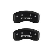 Load image into Gallery viewer, MGP 4 Caliper Covers Engraved Front Cursive/Cadillac Engraved Rear CTS4 Red finish silver ch
