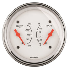 Load image into Gallery viewer, AutoMeter Gauge Dual Wtmp &amp; Volt 3-3/8in. 250 Deg. F &amp; 18V Elec Arctic White

