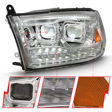 Load image into Gallery viewer, ANZO 2009-2018 Dodge Ram 1500 Led Projector Plank Style Switchback H.L Halo Chrome Amber (OE Style)

