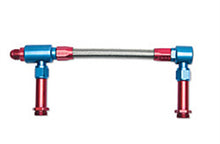 Load image into Gallery viewer, Russell Performance -8 AN to -8 AN ProFlex Holley 4150 Dual Inlet Carb Kit (Red/Blue)
