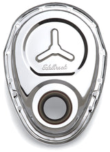 Load image into Gallery viewer, Edelbrock Timing Cover SB-Chevy Chrome w/ Welded Reinforcement Plate
