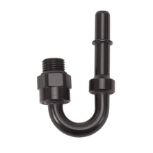 Load image into Gallery viewer, Russell Performance Adapter Fitting 3/8in SAE Quick Disc Male to #6 SAE Port Male Swivel 180Deg Blk
