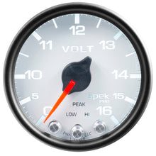 Load image into Gallery viewer, Autometer Spek-Pro Gauge Voltmeter 2 1/16in 16V Stepper Motor W/Peak &amp; Warn Wht/Blk
