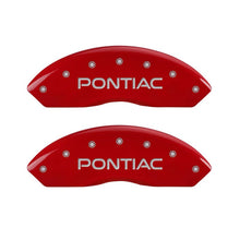 Load image into Gallery viewer, MGP 4 Caliper Covers Engraved Front &amp; Rear 06-09 Pontiac Solstice Red Finish Silver Pontiac Logo
