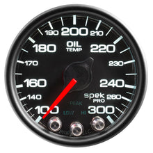 Load image into Gallery viewer, Autometer Spek-Pro Gauge Oil Temp 2 1/16in 300f Stepper Motor W/Peak &amp; Warn Blk/Blk
