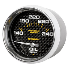 Load image into Gallery viewer, Autometer Marine Carbon Fiber Electric Oil Temperature Gauge 2-5/8in 140-300 Deg F
