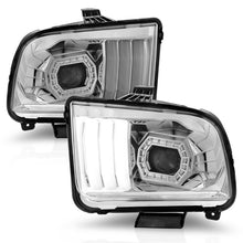 Load image into Gallery viewer, ANZO 05-09 Ford Mustang (w/Factory Halogen HL Only) Projector Headlights w/Light Bar Chrome Housing
