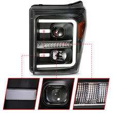 Load image into Gallery viewer, ANZO 2011-2016 Ford F250 Projector Headlights w/ Plank Style Switchback Black w/ Amber
