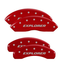 Load image into Gallery viewer, MGP 4 Caliper Covers Engraved Front &amp; Rear Explorer/2011 Red Finish Silver Char 2009 Ford Explorer
