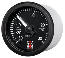 Load image into Gallery viewer, Autometer Stack 52mm -30INHG to +30 PSI (Incl T-Fitting) Pro Stepper Motor Boost Press Gauge - Black
