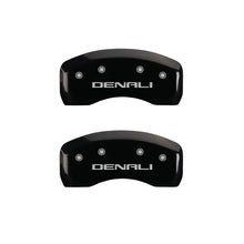 Load image into Gallery viewer, MGP 4 Caliper Covers Engraved Front &amp; Rear Denali Black finish silver ch

