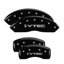 Load image into Gallery viewer, MGP 4 Caliper Covers Engraved Front &amp; Rear I-Vtec Black Finish Silver Char 2017 Acura RDX
