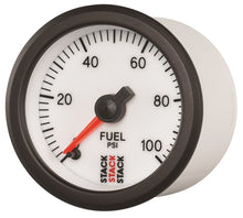Load image into Gallery viewer, Autometer Stack 52mm 0-100 PSI 1/8in NPTF Male Pro Stepper Motor Fuel Pressure Gauge - White
