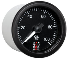 Load image into Gallery viewer, Autometer Stack 52mm 0-100 PSI 1/8in NPTF (M) Mechanical Oil Pressure Gauge - Black

