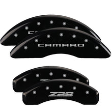 Load image into Gallery viewer, MGP 4 Caliper Covers Engraved Front Gen 5/Camaro Engraved Rear Gen 5/Z28 Black finish silver ch
