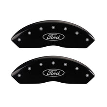 Load image into Gallery viewer, MGP Front set 2 Caliper Covers Engraved Front Oval logo/Ford Black finish silver ch

