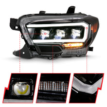 Load image into Gallery viewer, ANZO 2016-2018 Toyota Tacoma LED Projector Headlights Plank Style Black w/ Amber
