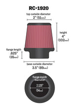 Load image into Gallery viewer, K&amp;N Universal Clamp-On Air Filter 2-1/8in Flange 3-1/2in Base 2in Top 4in Height
