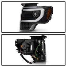 Load image into Gallery viewer, Spyder Ford F150 09-14 Halogen Light Bar Projector Headlights Black PRO-YD-FF15009PL-SEQ-BK
