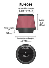 Load image into Gallery viewer, K&amp;N Universal Tapered Filter 6in Flange ID x 7.5in Base OD x 5.875in Top OD x 6.5in Height
