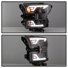 Load image into Gallery viewer, xTune 15-17 Ford F-150 DRL LED Light Bar Projector Headlights - Black (PRO-JH-FF15015-LB-BK)
