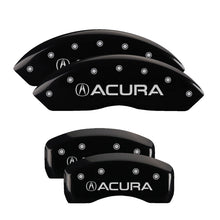 Load image into Gallery viewer, MGP 4 Caliper Covers Engraved Front &amp; Rear Acura Black finish silver ch
