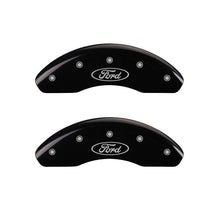 Load image into Gallery viewer, MGP Front set 2 Caliper Covers Engraved Front Oval logo/Ford Black finish silver ch
