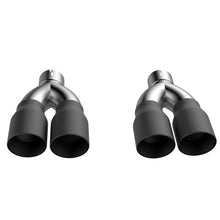 Load image into Gallery viewer, QTP 15-18 Dodge Challenger 5.7L 304SS Screamer Exhaust 3in Quad Tip Adapter w/Black Tips
