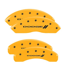 Load image into Gallery viewer, MGP 2 Caliper Covers Engraved Front Bowtie Yellow Finish Black Char 1997 Chevrolet C3500
