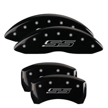 Load image into Gallery viewer, MGP 4 Caliper Covers Engraved Front &amp; Rear Gen 5/SS Black finish silver ch
