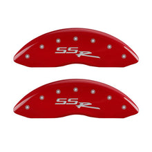 Load image into Gallery viewer, MGP 4 Caliper Covers Engraved Front &amp; Rear SSR Red finish silver ch
