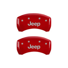 Load image into Gallery viewer, MGP 4 Caliper Covers Engraved Front &amp; Rear JEEP Red finish silver ch

