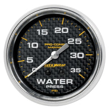Load image into Gallery viewer, Autometer Marine Carbon Fiber Mechanical 2-5/8in 0-35PSI Water Pressure Gage

