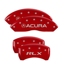 Load image into Gallery viewer, MGP 4 Caliper Covers Engraved Front &amp; Rear Acura Red finish silver ch
