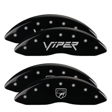 Load image into Gallery viewer, MGP 4 Caliper Covers Engraved Front Gen 2/Viper Engraved Rear Gen 2/Snake Black finish silver ch
