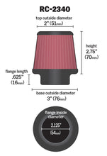 Load image into Gallery viewer, K&amp;N Universal Chrome Filter 2.125 in Flange ID / 3in Base OD / 2in Top OD / 2.75in Height
