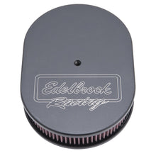 Load image into Gallery viewer, Edelbrock Air Cleaner Victor Series Oval Aluminum Top Cloth Element 11 875In X 8 25In X 3 75In Black
