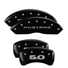 Load image into Gallery viewer, MGP 4 Caliper Covers Engraved Front 2015/Mustang Engraved Rear 2015/50 Yellow finish black ch
