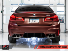 Load image into Gallery viewer, AWE Tuning 18-19 BMW M5 (F90) 4.4T AWD SwitchPath Axle-back Exhaust - Chrome Silver Tips
