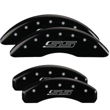 Load image into Gallery viewer, MGP 4 Caliper Covers Engraved Front &amp; Rear Gen 5/SS Black finish silver ch

