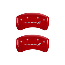 Load image into Gallery viewer, MGP 4 Caliper Covers Engraved Front &amp; Rear With stripes/Dodge Yellow finish black ch
