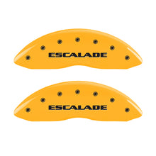 Load image into Gallery viewer, MGP 4 Caliper Covers Engraved Front Escalade Engraved Rear EXT Yellow finish black ch
