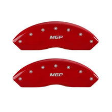 Load image into Gallery viewer, MGP Front set 2 Caliper Covers Engraved Front MGP Red finish silver ch

